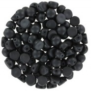 Cuentas de vidrio Czech Cabuchones 2 agujeros 6mm - Alabaster Metallic Black